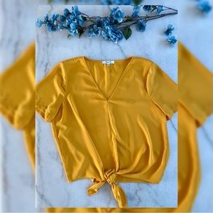 Madewell Marigold Novel Tie-Front Drapey V Neck